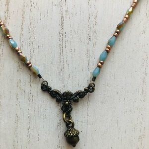 🌈3/$20 Handmade Handcrafted Glass Bead Acorn Pendant Cottagecore Necklace